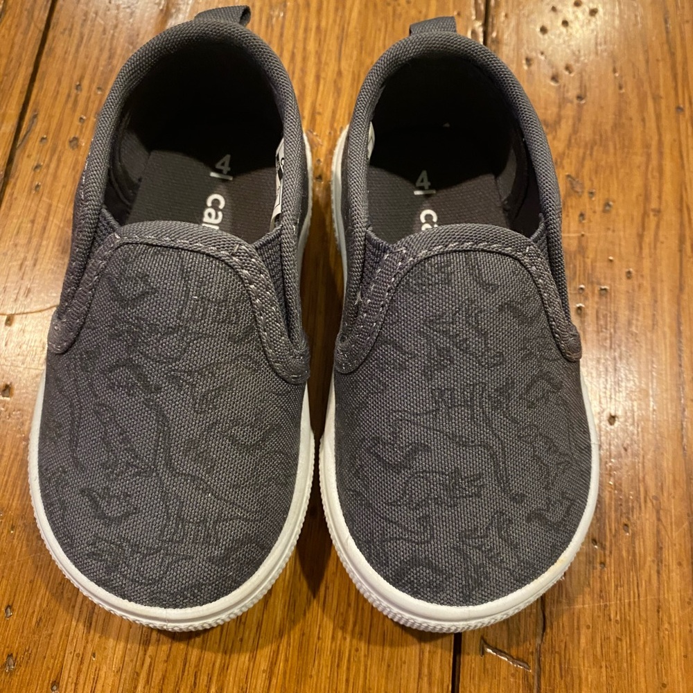 Toddler Carters dinosaur slip on shoe gray blue size 4
